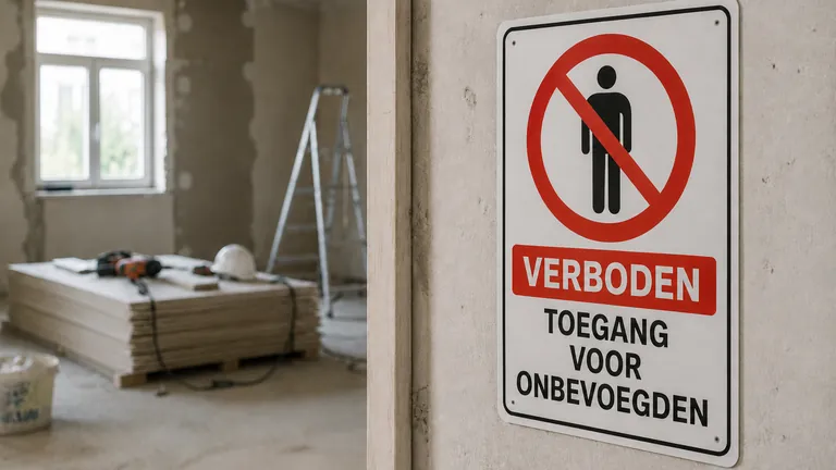Bord verboden toegang voor onbevoegden op een werf