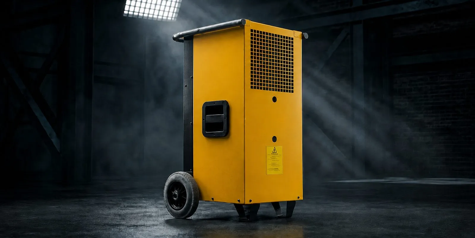 Droogpro DP 400 bouwdroger klaar voor verhuur in een werfhal