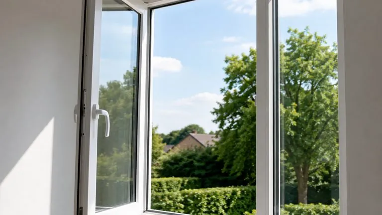 Open raam in een nieuwbouwwoning om vocht af te voeren